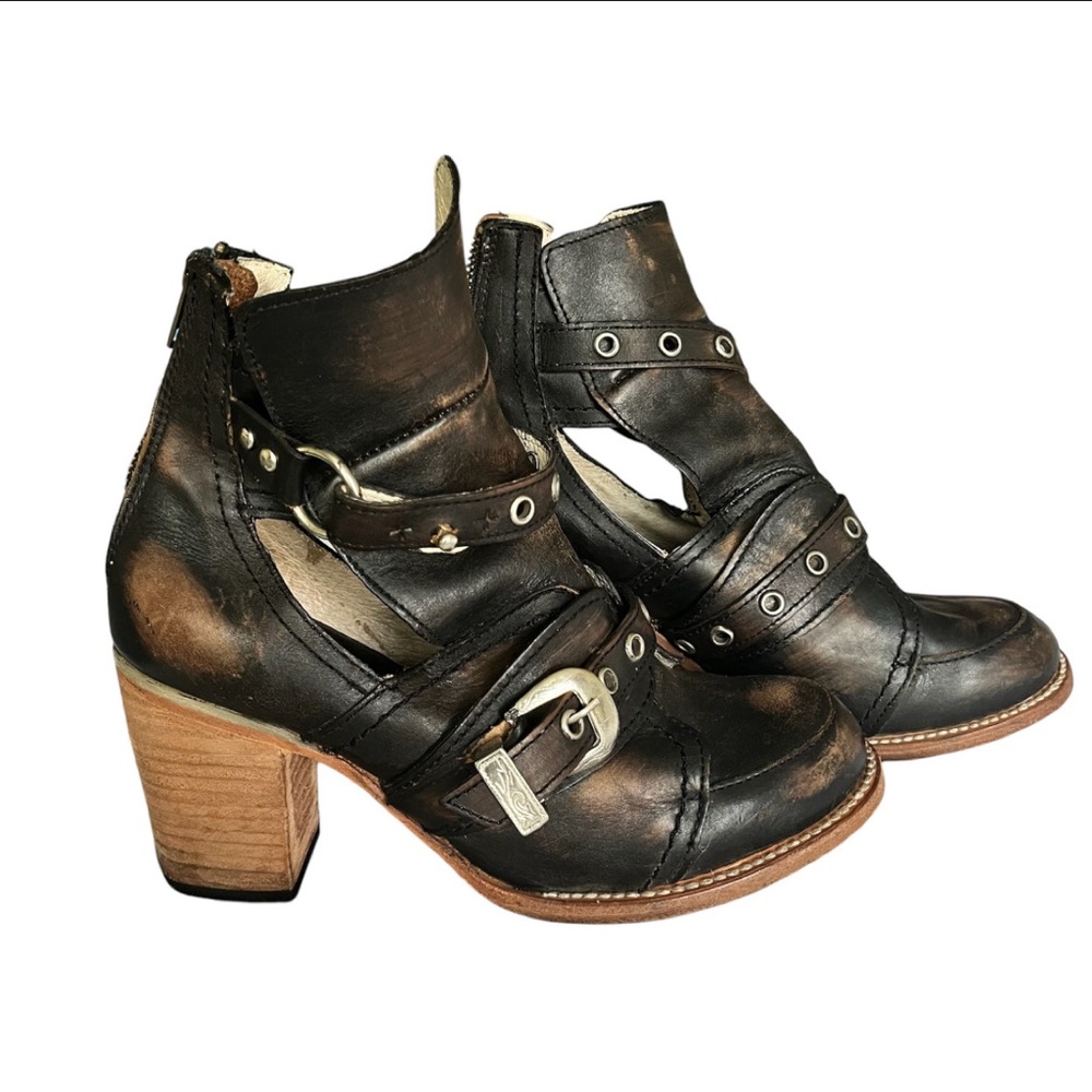 Women’s Freebird Leather Booties With Wedge Heels
